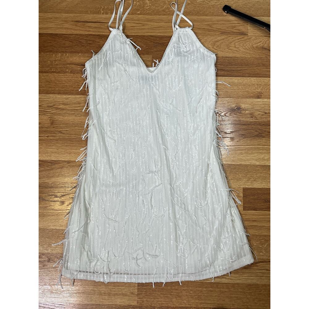 Lulu’s sequin fringe mini dress disco 70’s flapper style sz S